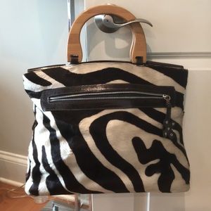 Large Ponyhair Zebra Handle Handbag